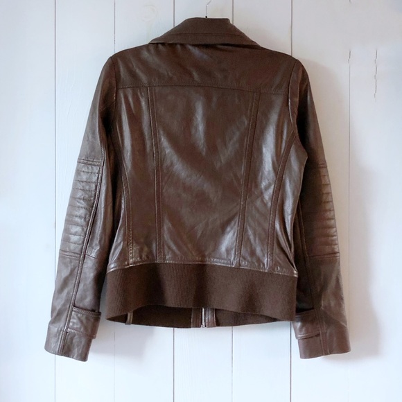 Rudsak Chocolate Brown Leather Bomber Jacket Size Medium - Picture 6 of 13
